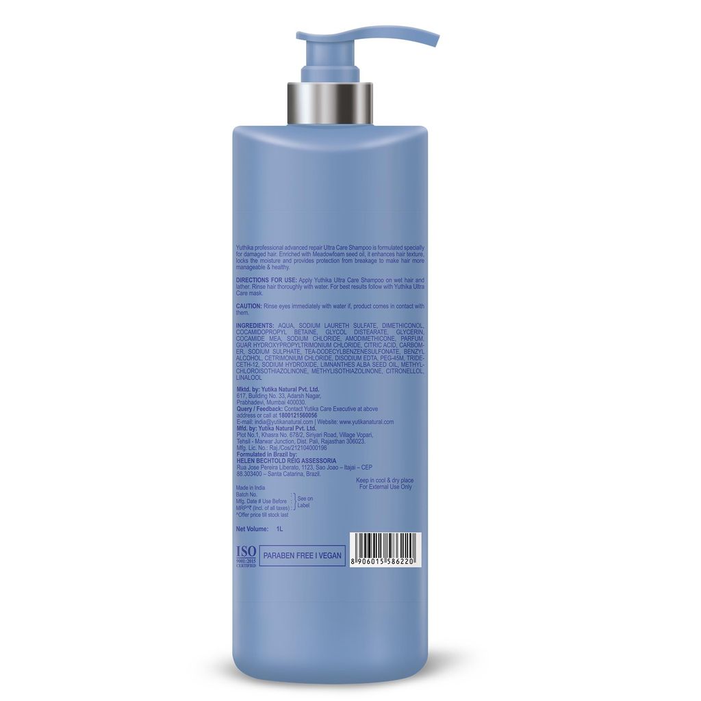Yuthika Professional Ultra Care Shampoo for Damaged Hair 1000ml, Advanced Hair Repair Shampoo, Professional Shampoo for Manageable and Healthy Hair view 2