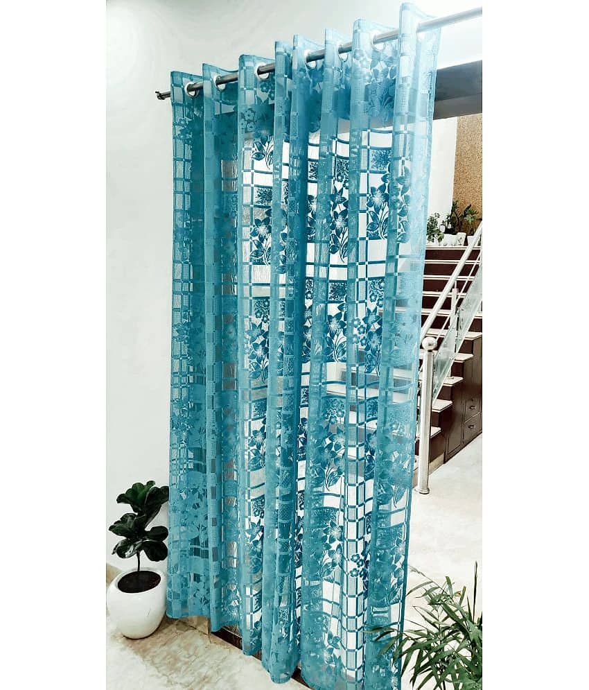 Homefab India Floral Transparent Eyelet Window Curtain 5ft (Pack of 2) - White view 2