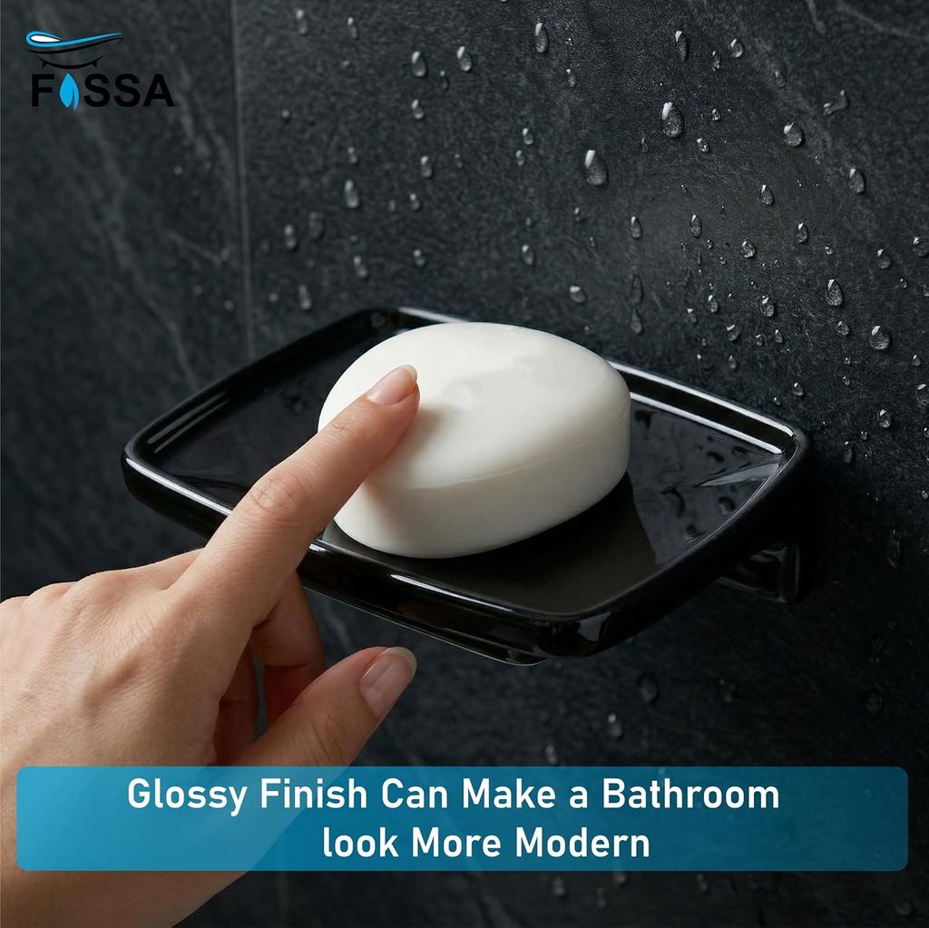 Black Soap Dish Unbreakable ABS Square Ceramic Finish (RB-115) view 2