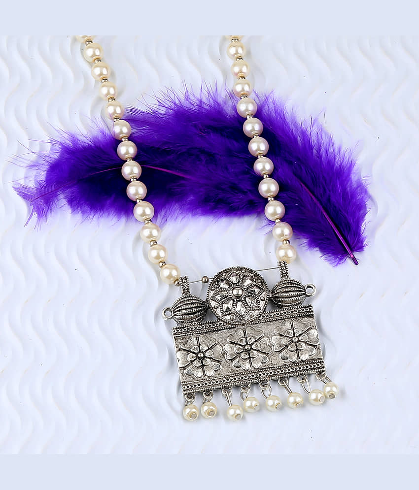 SILVERSHINE Elegant Silver Plated With Pearl Pendant mala set for Women girl view 2