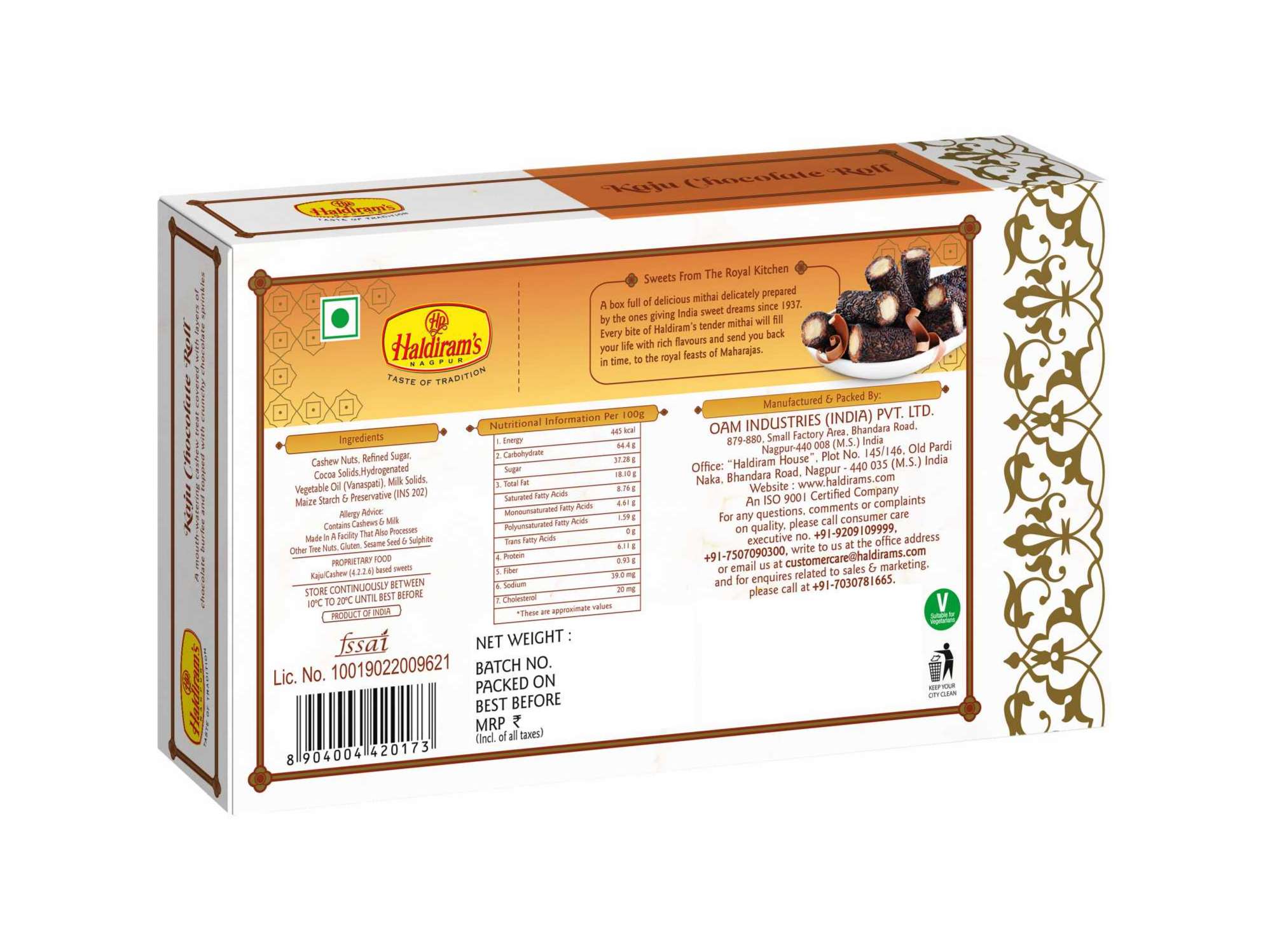 Haldiram's Kaju Chocolate Roll Packed Sweets - 250 Gm - Pack of 2 view 2