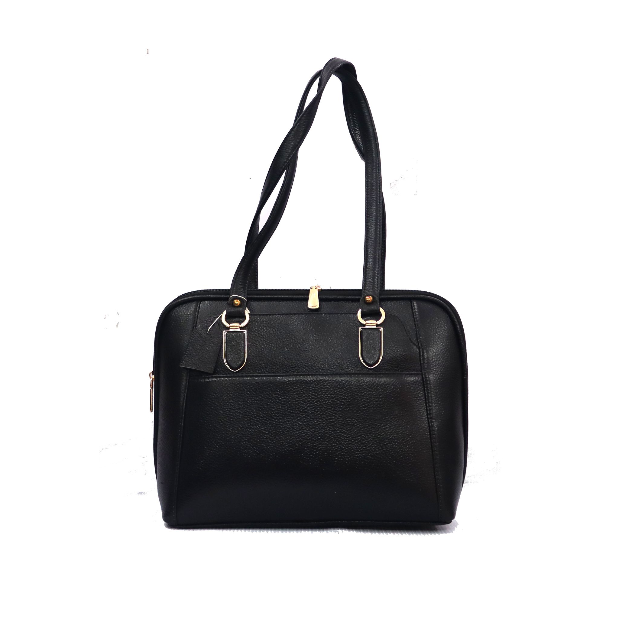 FHS Wide Space Genuine Leather Handbag for girls and women Brown view 2