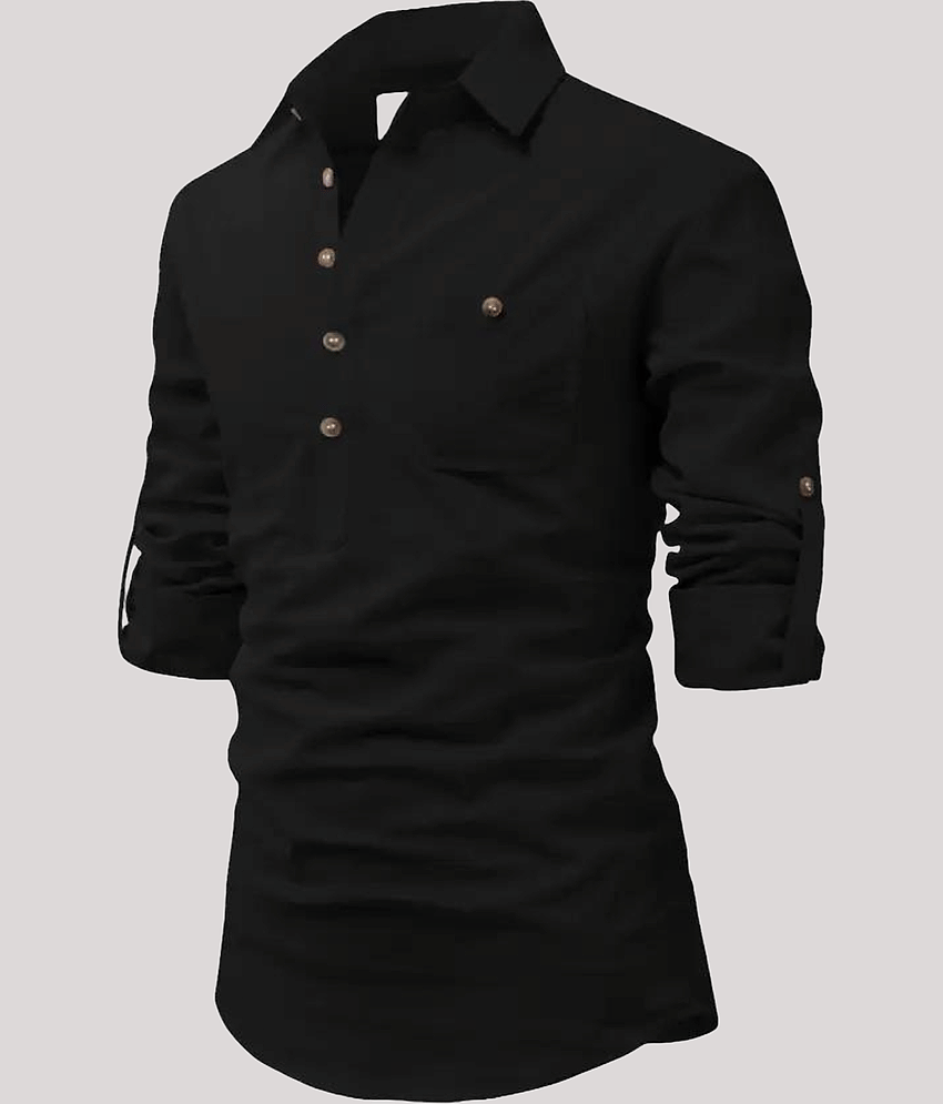 Life Roads Beige Cotton Men's Shirt Style Kurta ( Pack of 1 )