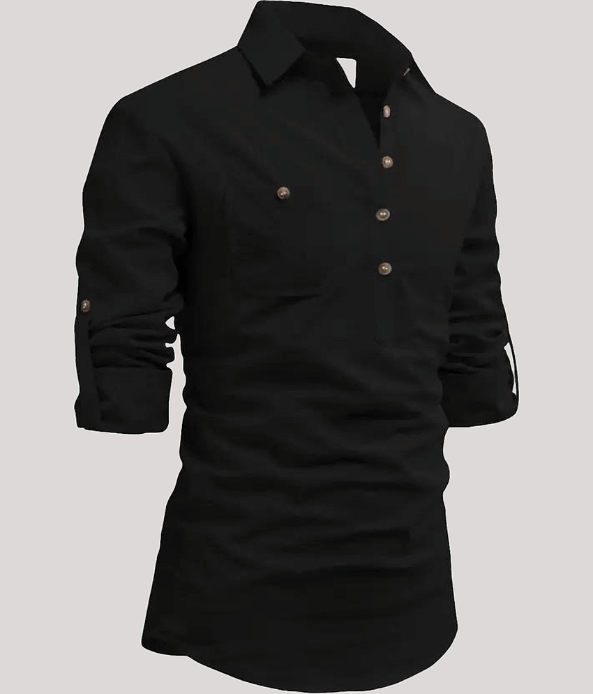 Life Roads Beige Cotton Men's Shirt Style Kurta ( Pack of 1 ) view 2