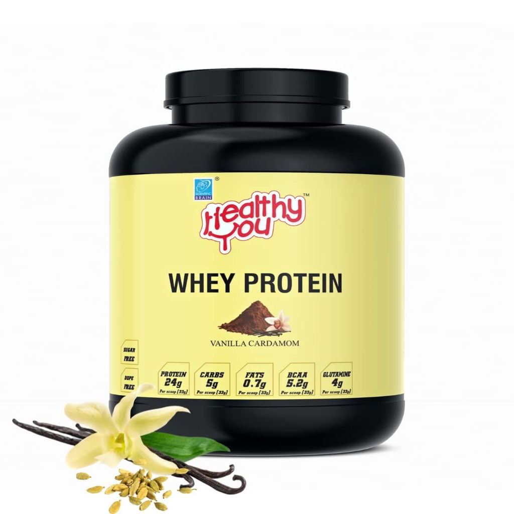 Healthy You Whey Protein | 23.76g Protein, BCAA 5.45g per 33g scoop| Improved Protein Utilisation| Sugar & Dope Free| Easy to Digest| Faster Recovery| Essential Amino Acids