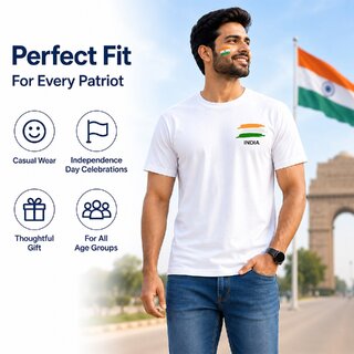 Black and White India Printed Pure Cotton Round Neck Printed T-Shirt For Men view 2