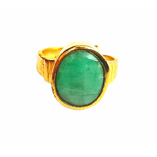 prateek enterprises natural and certified emerald gold plated adjustable ring