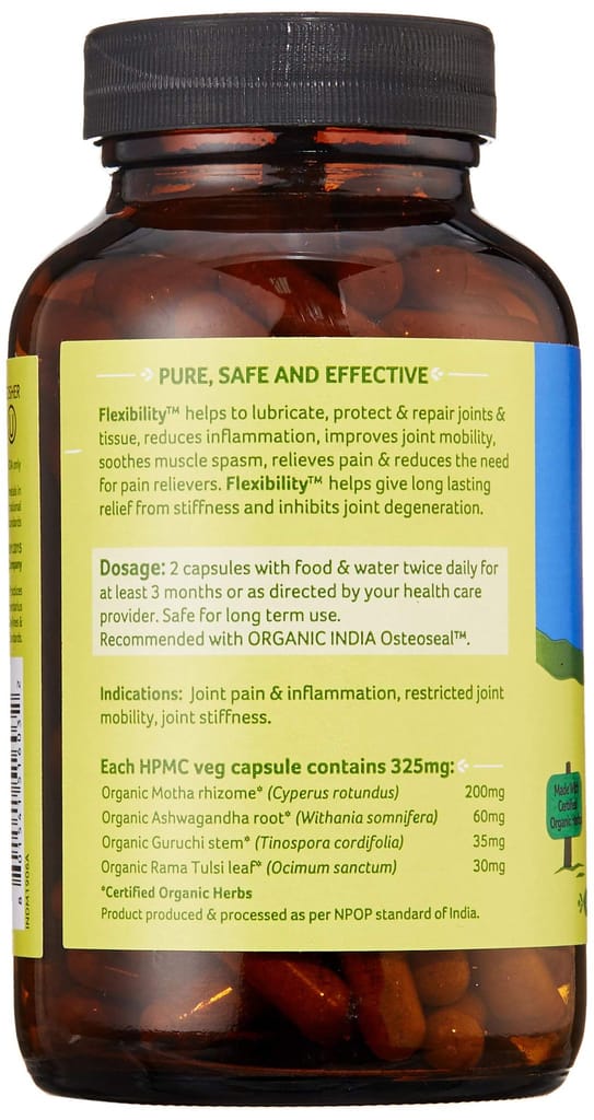 ORGANIC INDIA Flexibility Ayurvedic Capsule || Joint Pain Relief || Improves Joint Mobility || Joint Reparation ||Bones & Joint Support Supplement ||Joint Pain ||Healthy Joints Bone - 180 Veg Capules view 2