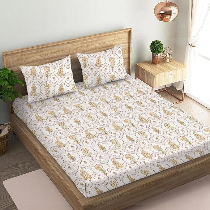 Floral Printed Cotton Bedsheet with 2 Pillow Covers view 2