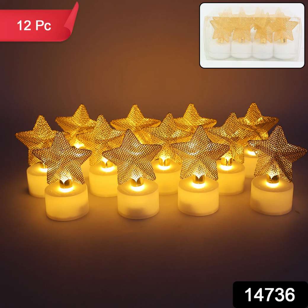 Set of 12 Decorative LED Star Candles view 2
