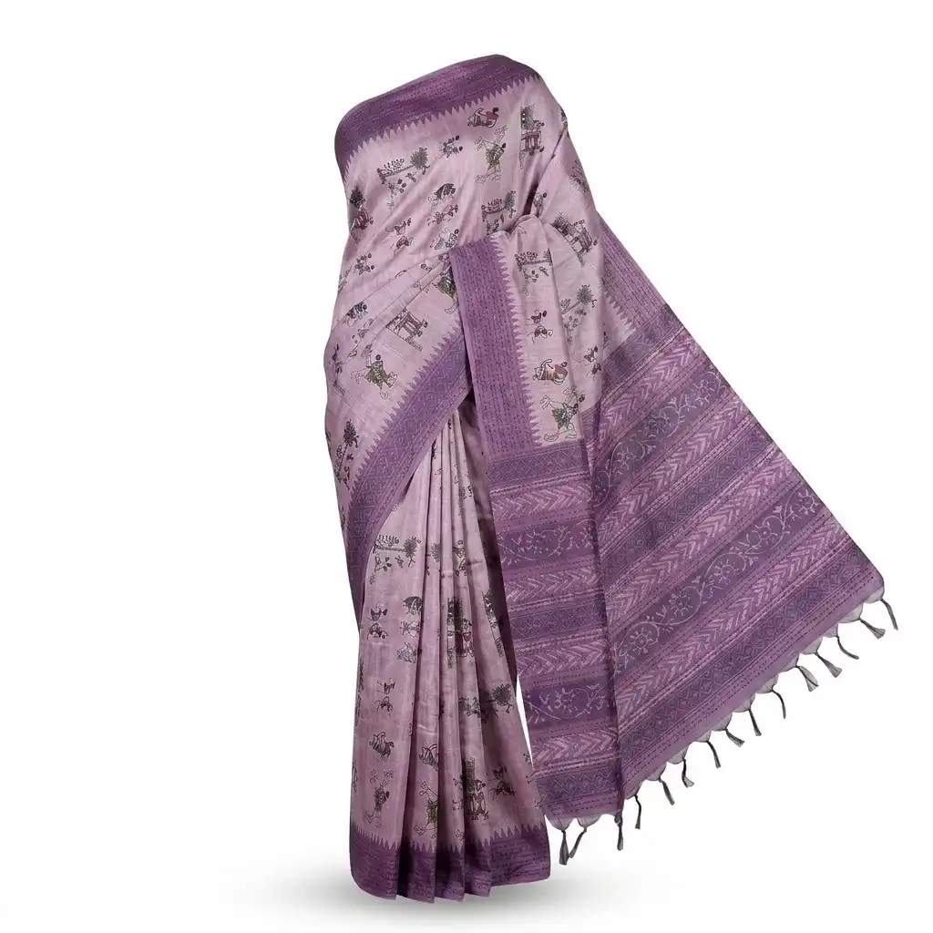 Purple Sambalpuri Saree view 2