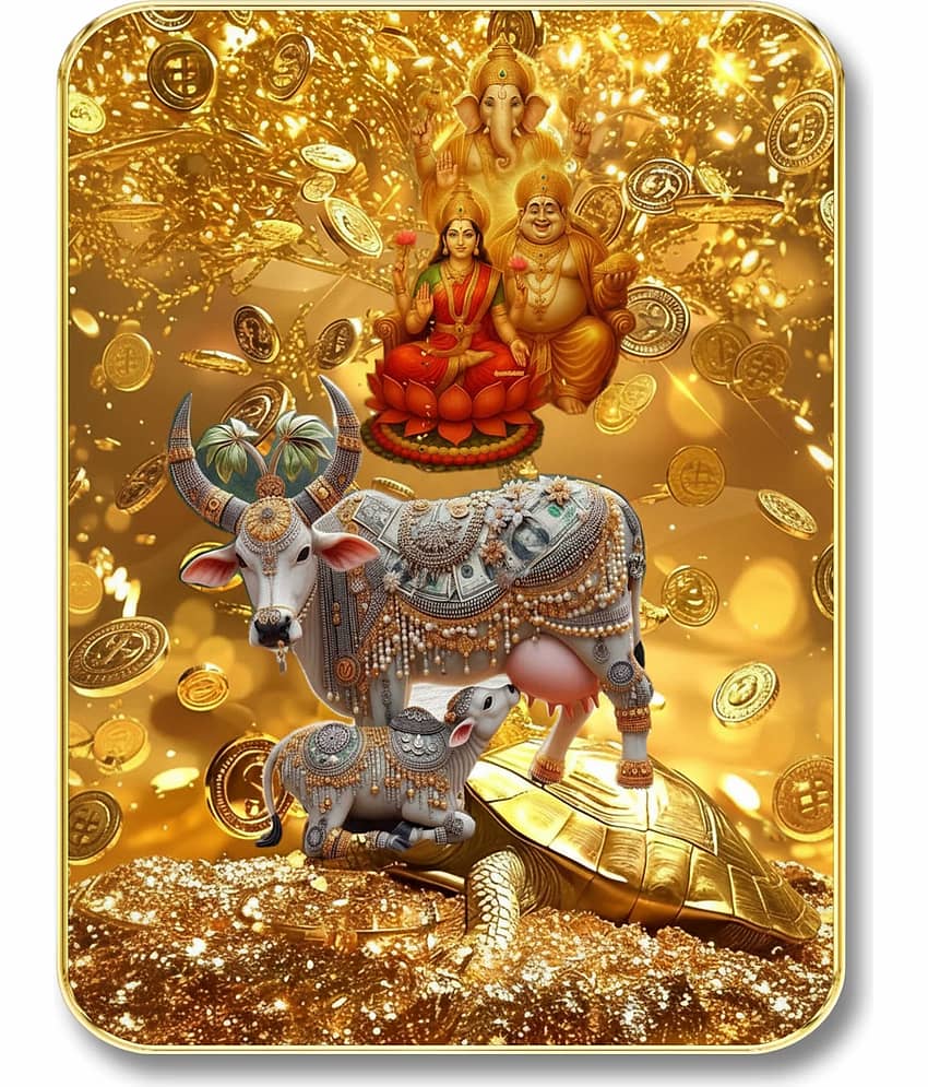 Livin'luxe Kubera Lakshmi Ganesha MDF Wall Art with Table Top Stand & Wall Hanging Hole