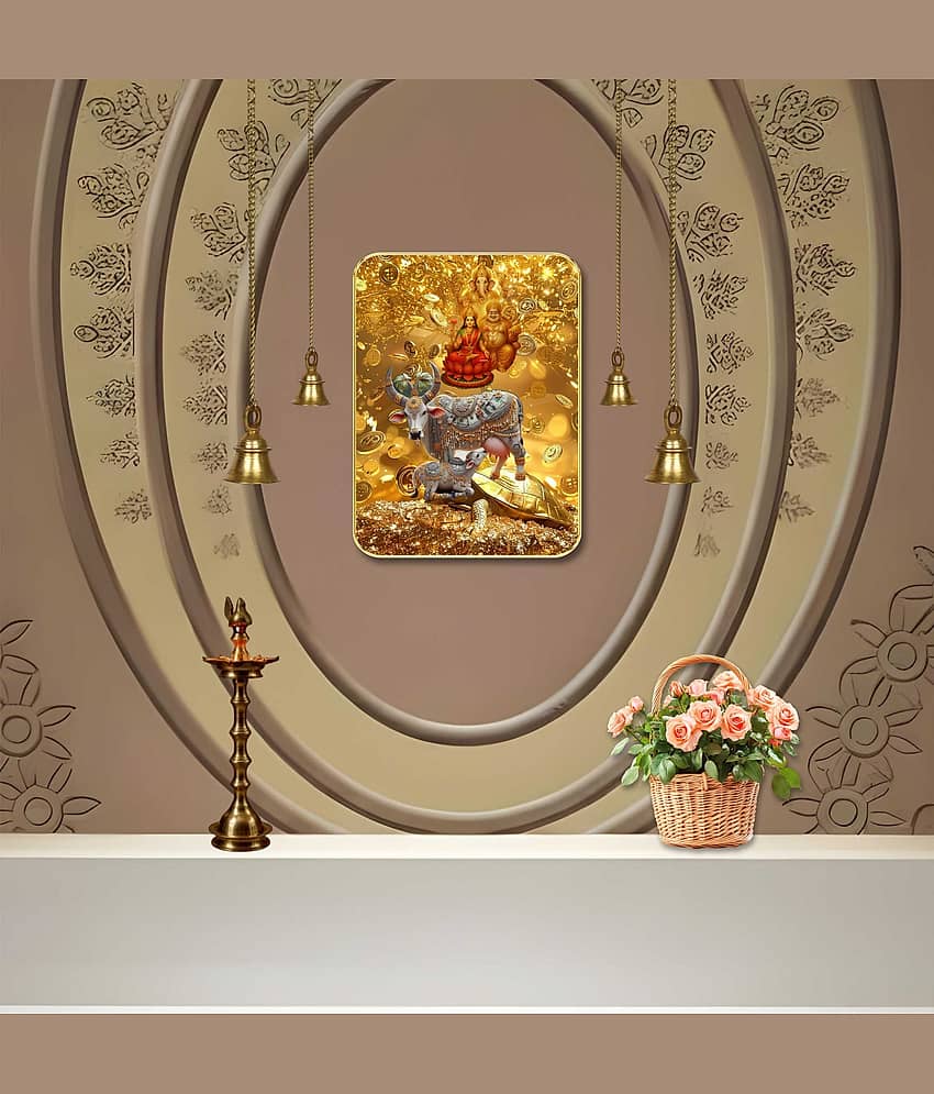 Livin'luxe Kubera Lakshmi Ganesha MDF Wall Art with Table Top Stand & Wall Hanging Hole view 2