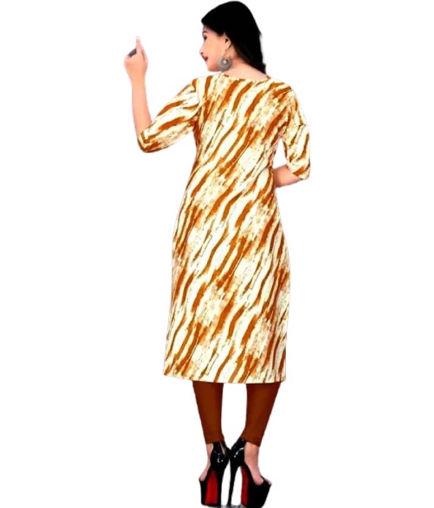 VACHHARAJ GROUP Crepe Printed Straight Women's Kurti - Yellow ( Pack of 1 ) view 2