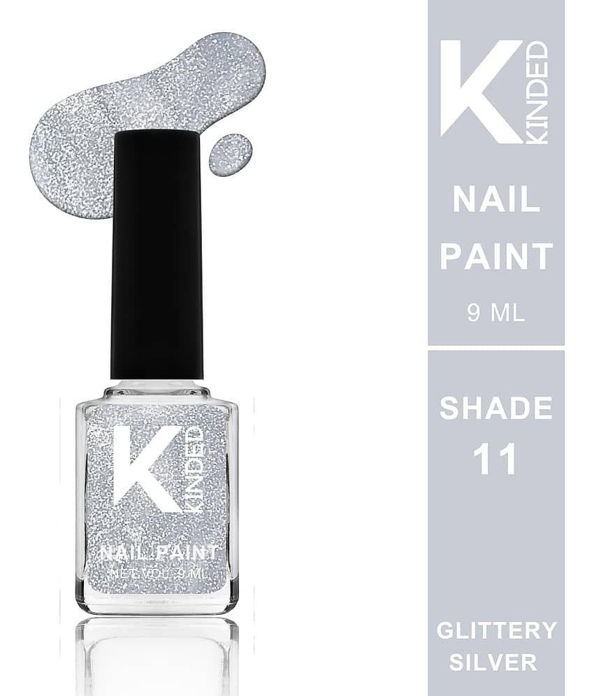 KINDED Silver Glitter Nail Polish 9 ( Pack of 1 )