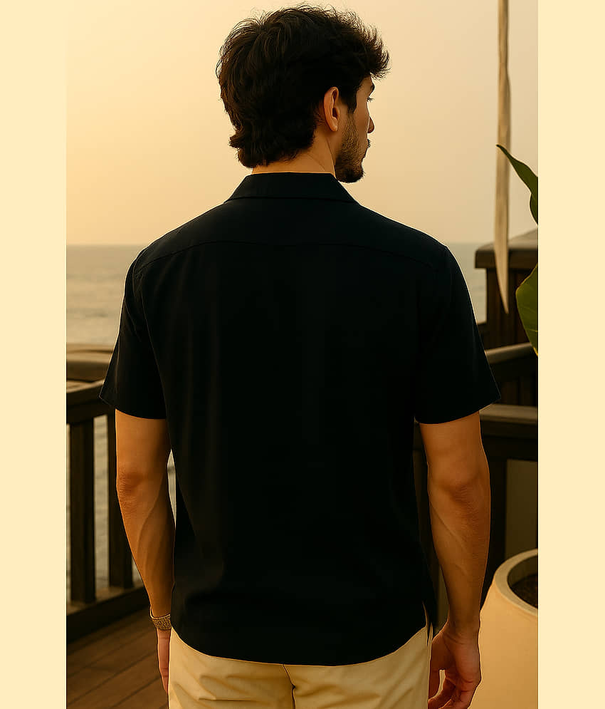 FTX Polyester Regular Fit Embroidered Half Sleeves Men's Casual Shirt - Black ( Pack of 1 ) view 2