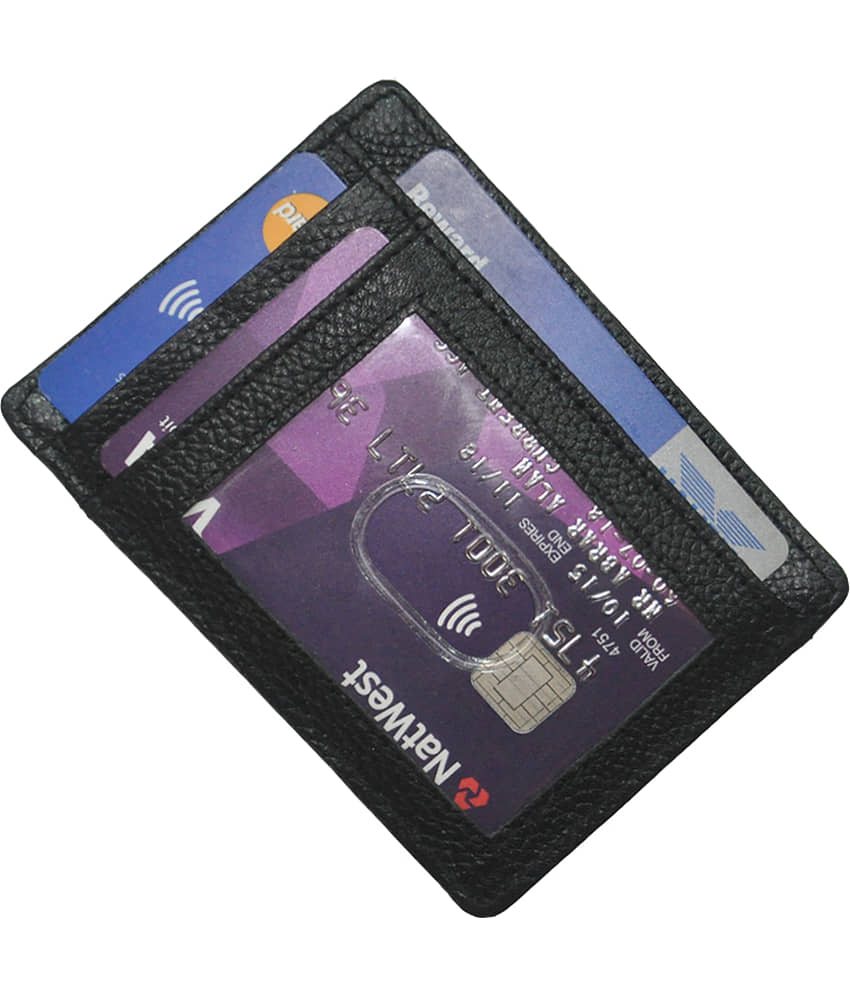 RFID Blocking Leather Credit Card Holder (Black) view 2