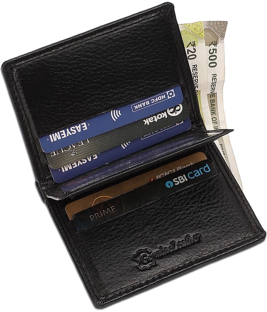 HIDEFLIX Leather Solid Men's Money Clipper With 6 Slots For Card ( Black , Pack of 1 )