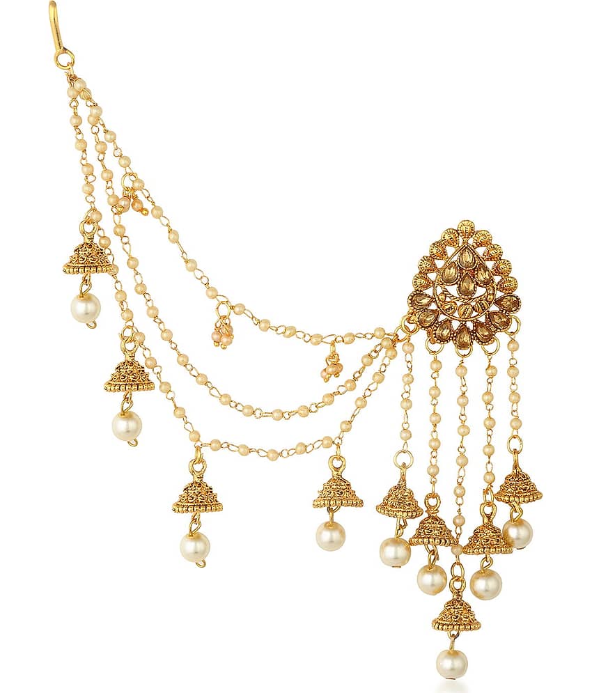 Sukkhi Incredible Gold Plated Wedding Jewellery Bahubali Inspired Long Chain Jhumki Earrings For Women view 2