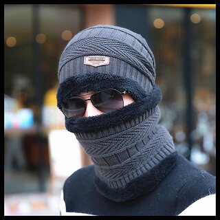 Ultra Soft Unisex Woolen Beanie Cap + Neck Scarf Set for Men I Women I Girl I Boy - Warm, Snow Proof (Multi Color) view 2