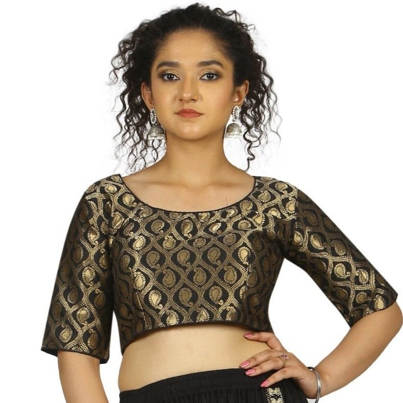 TheHangr Black Gold Brocade Blouse - 34 view 2