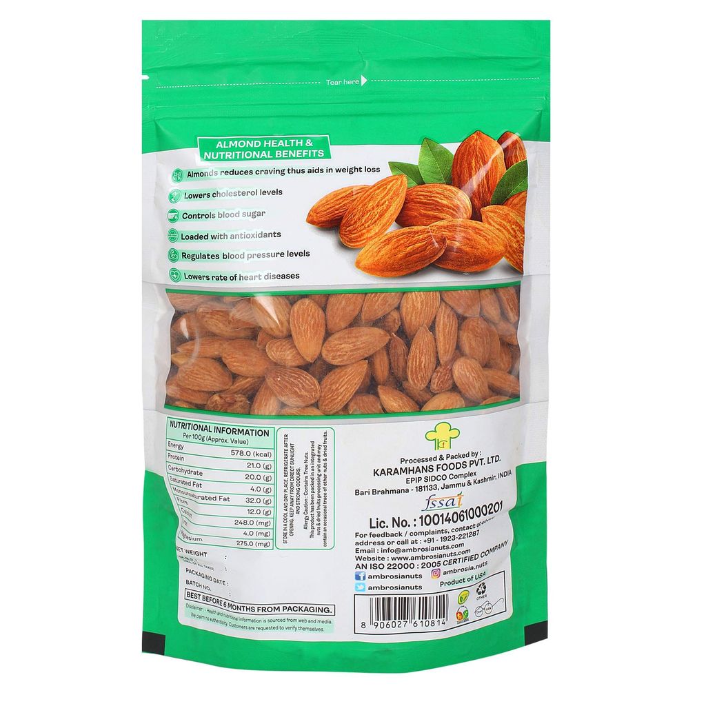 Ambrosia California Almond Kernels 500g (Pack of 1) view 2