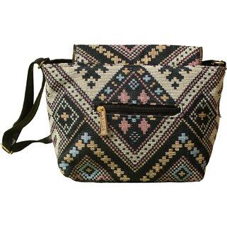 Womens Multicolour Aztec Tapestry Crossbody Sling Bag view 2