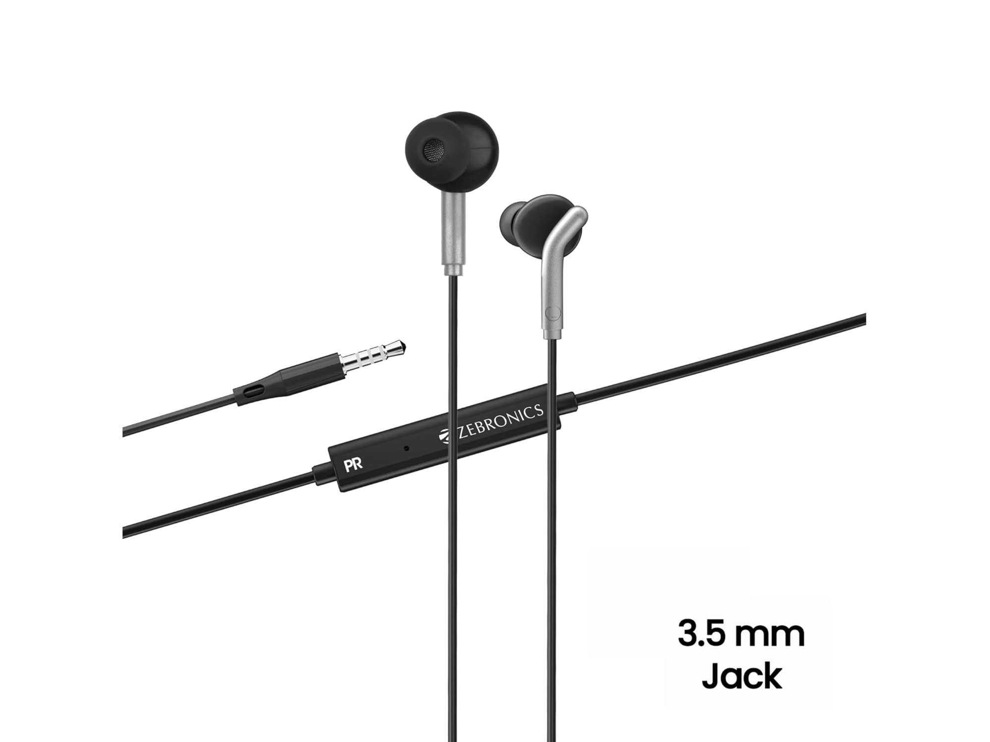 Zebronics BRO 3.5mm Wired Earphones - Black view 2