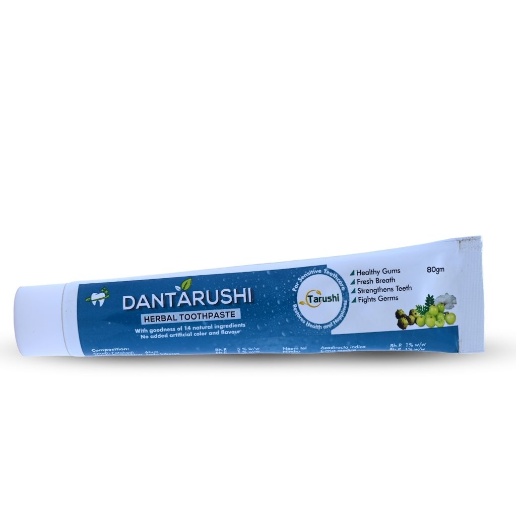 Tarushi Formulations Dantarshi Herbal Toothpaste - 14 Natural Ingredients, No Artificial Colors or Flavors, For Sensitive Teeth, Fresh Breath, Healthy Gums, Strengthens Teeth, Fights Germs, 80gm view 2