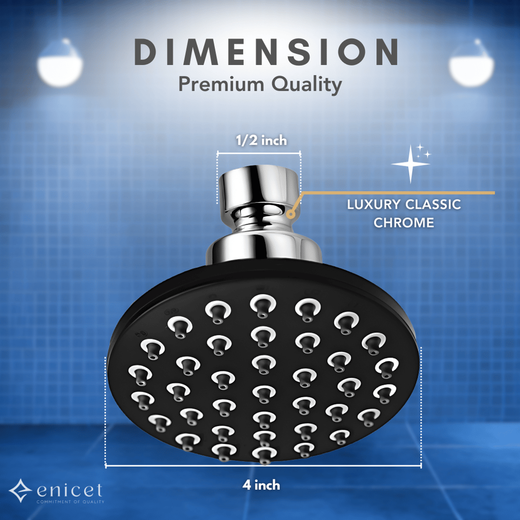 ENICET 4 Inch Overhead Round Shape Shower Head only, Round Shower for Bathroom view 2