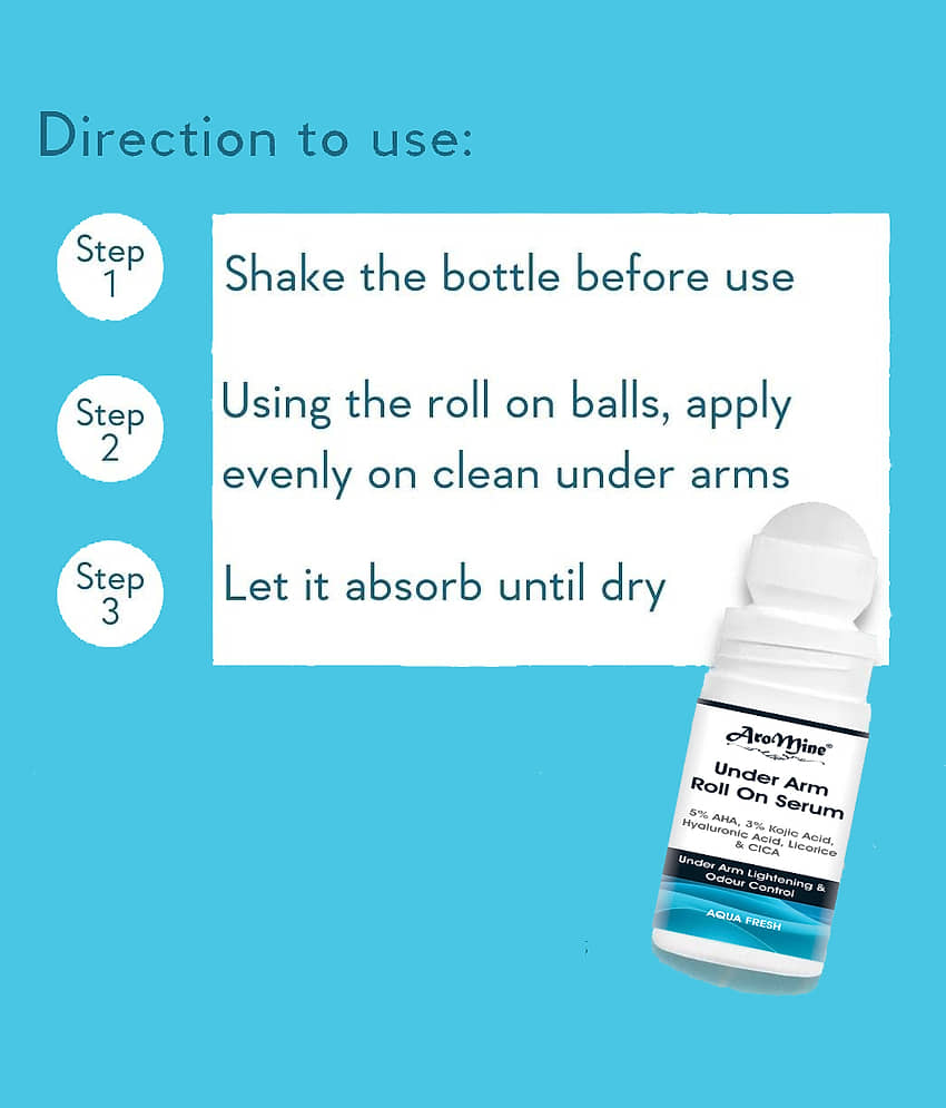 AroMine Underarm Roll On Serum-5% AHA, 3% Kojic Acid For Aqua Fresh Fragrance Deodorant Roll-on - For Women (50 ml) view 2