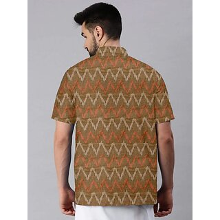 OMSAIFAB Men Self Design Casual Brown Shirt view 2