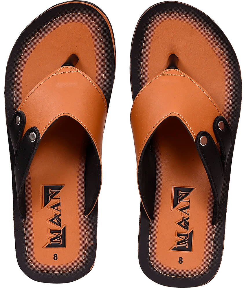 MAAN ola tan Tan Men's Thong Flip Flop view 2