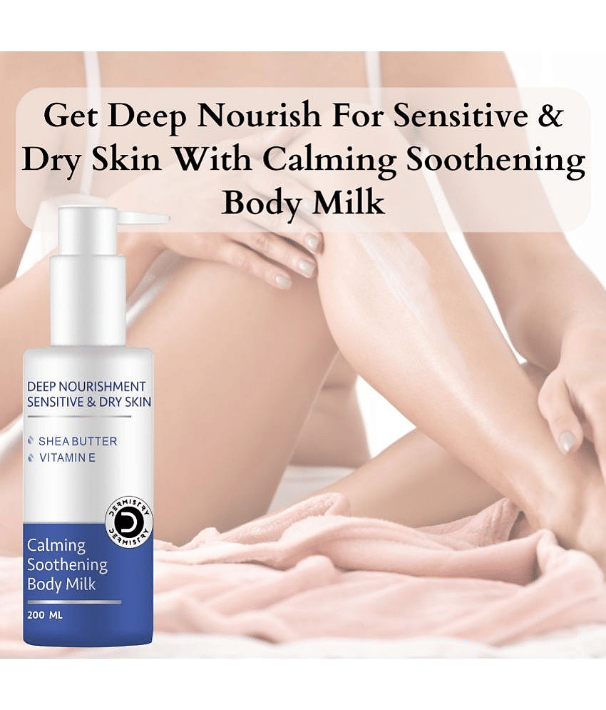 Dermistry Calming Soothening Intense Hydration & Deep Nourishment Moisturization Body Milk Long Lasting Moisturizing for Sensitive & Very Dry Skin with Shea Butter & Collagen Skin Repair Daily Use Body Lotion-200ml view 2