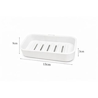 (Pack of 2) Qonetic Soap Holder for Bathroom,Caddy Organizer Shelf Without Drilling,Self Draining Soap Dish Hanging Waterproof Box Storage Rack with Adhesive Sticker (2) - Plastic, Multicolor view 2