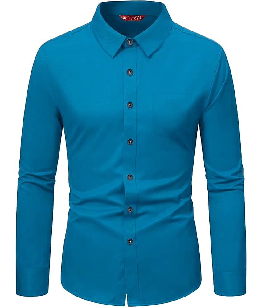 Yugnik Cotton Blend Slim Fit Full Sleeves Men's Formal Shirt - Mint Green ( Pack of 1 )