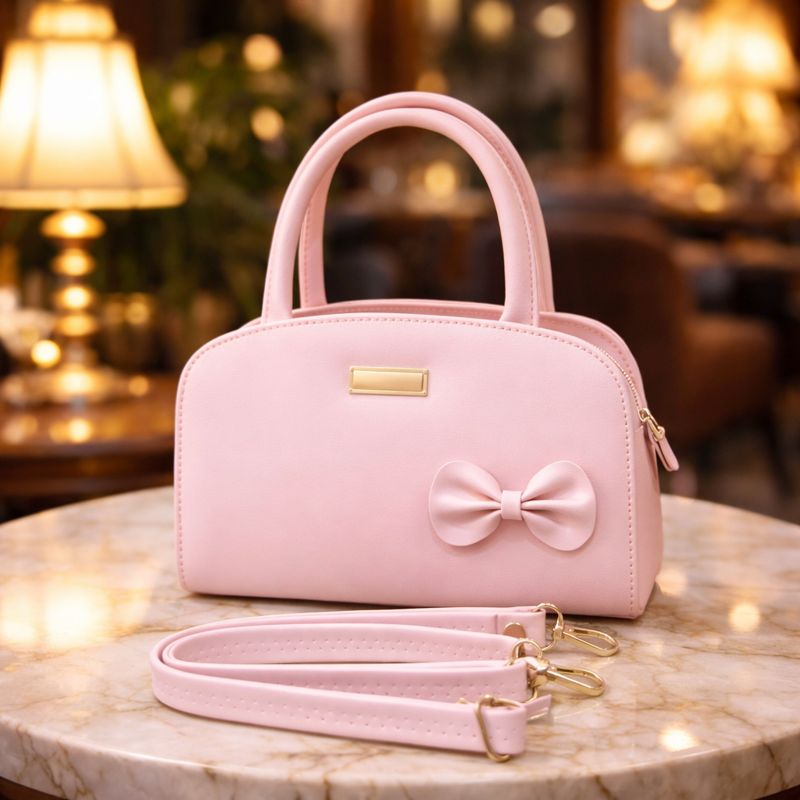 Ksampada Elegant Pink Bow Handbag for Women Chic Daily & Party Carry | pack of 2 view 2
