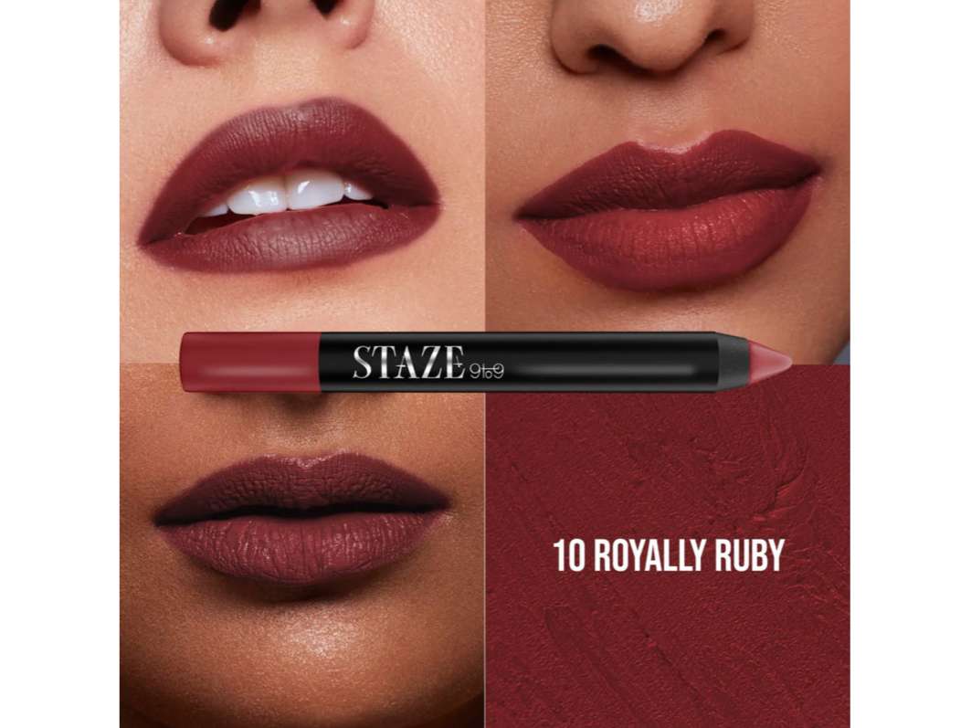 Staze 9to9 Pout On Transfer proof Lip Crayon - Royally Ruby - 10 view 2