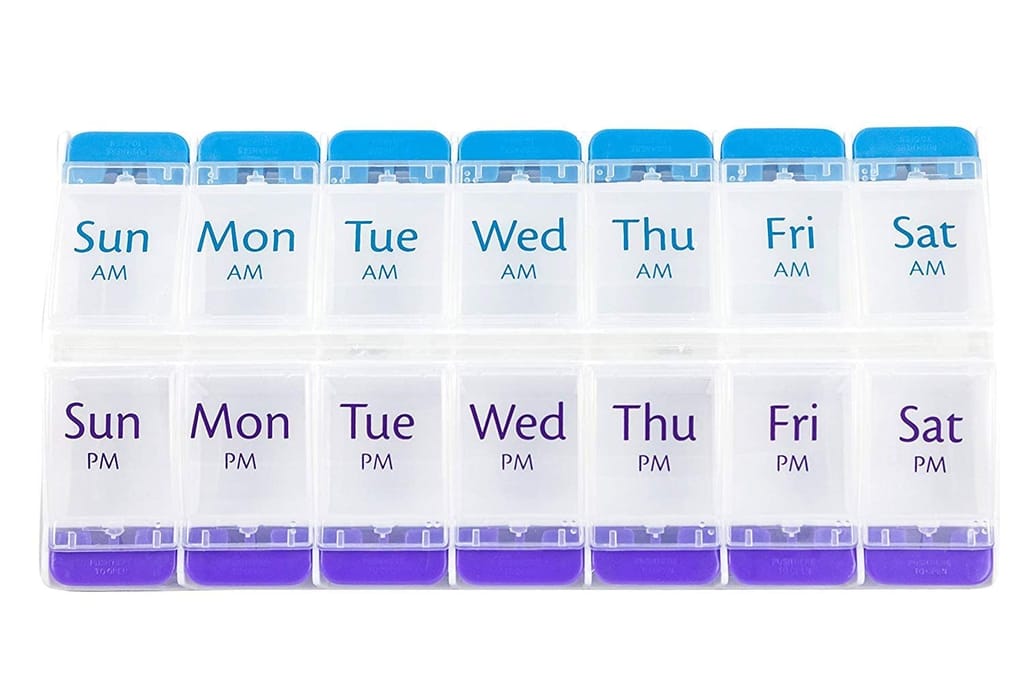 Ezyfit 7-Day Weekly AM/PM Push Button Pill Planner (XL) view 2