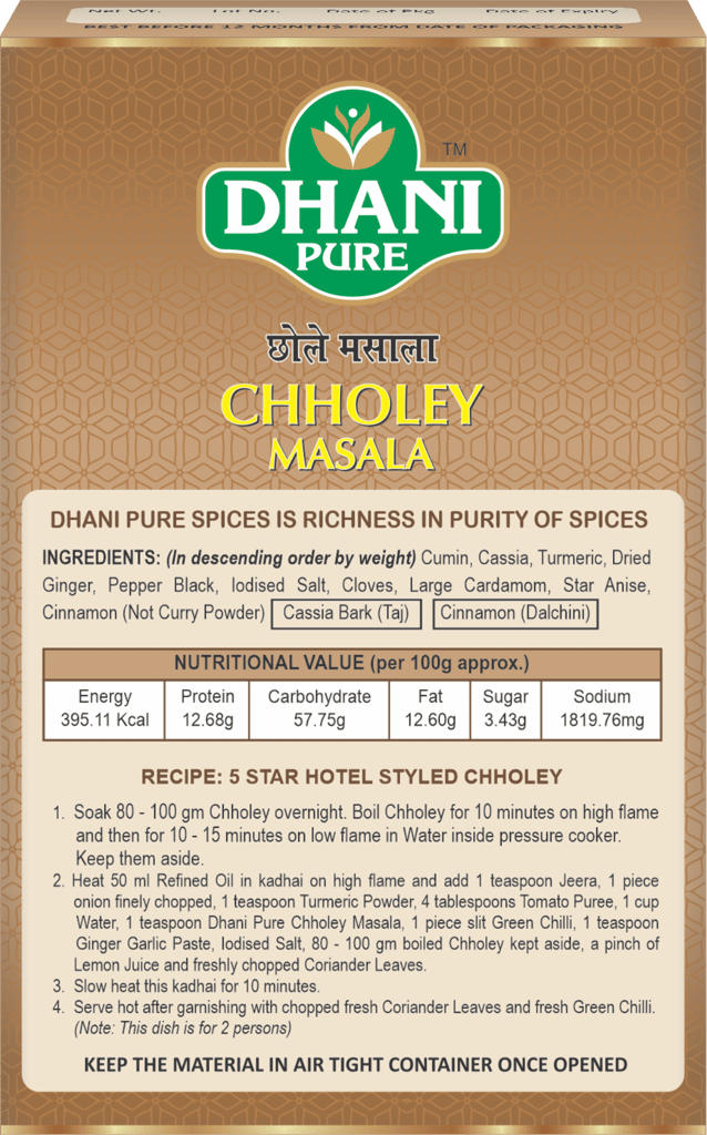 Dhani Pure Chholey Masala Box (MRP : RS. 10/- ONLY) view 2