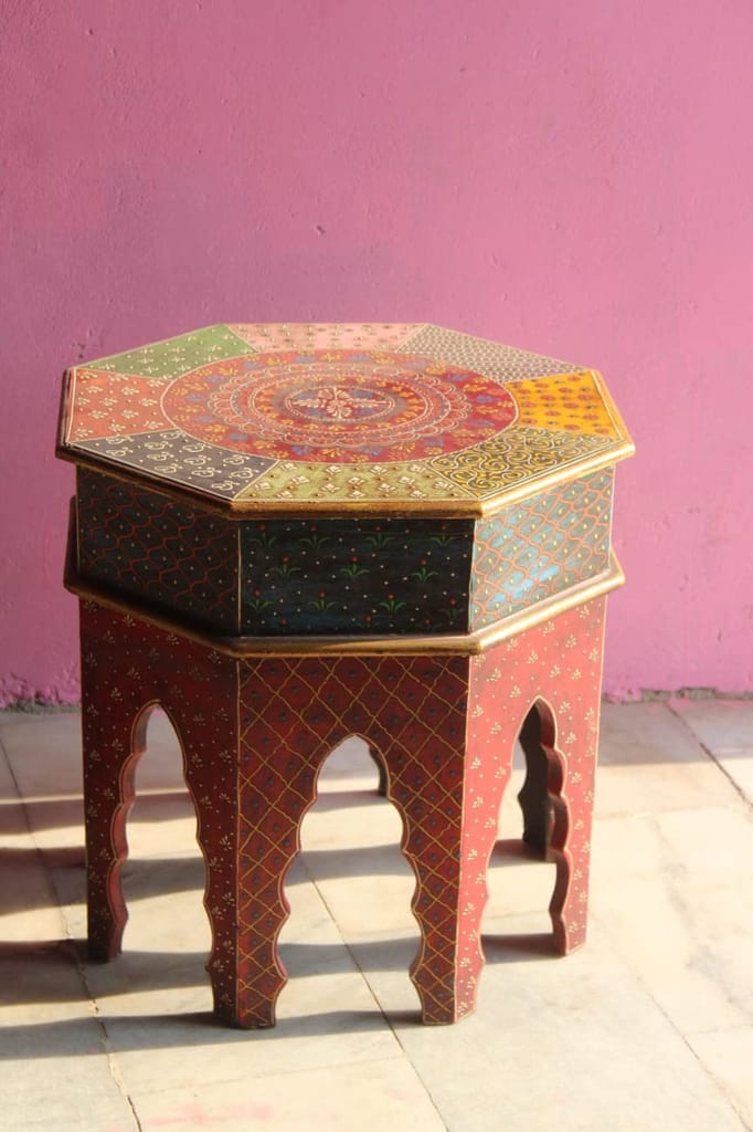 Girish Handicrafts Wooden Decorative Rajastani Hand Painted Elephant Stool | Rajasthani Home Decor Handicrafts | Home Decorative Items in Living Room, Bedroom | Showpiece Gifts (Multicour A) view 2