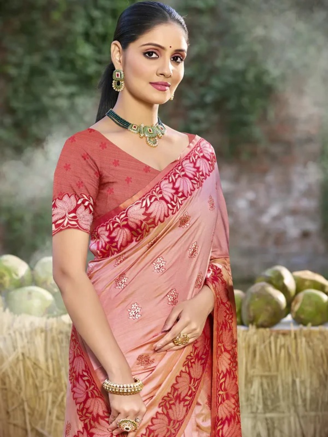 Light Pink Silk Saree view 2