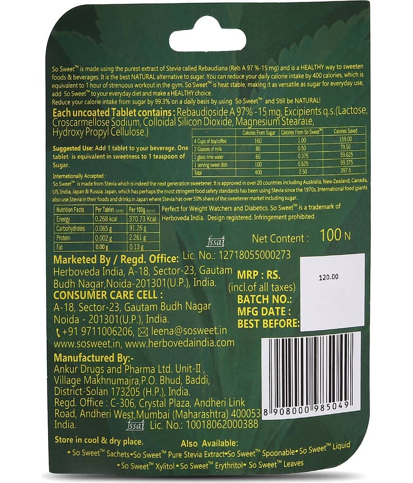 So Sweet Natural sweetener Sugar Substitute Tablets 100 kg view 2