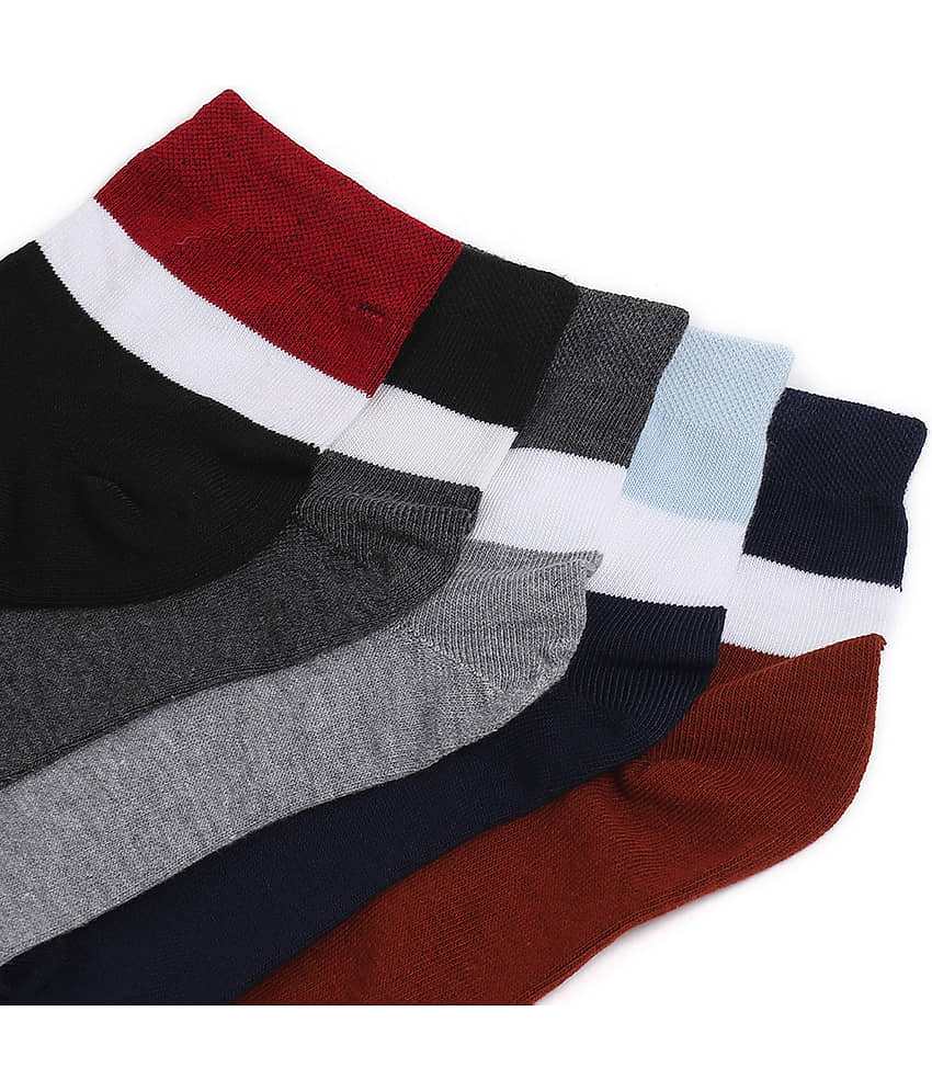 Kolor Fusion - Cotton Men's Colorblock Multicolor Ankle Length Socks ( Pack of 5 ) view 2