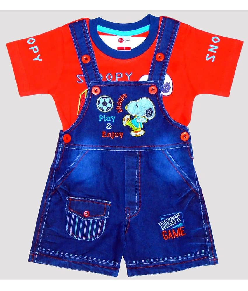 Wise Guys Pack of 1 Baby Boys Denim Dungaree Sets ( Red )