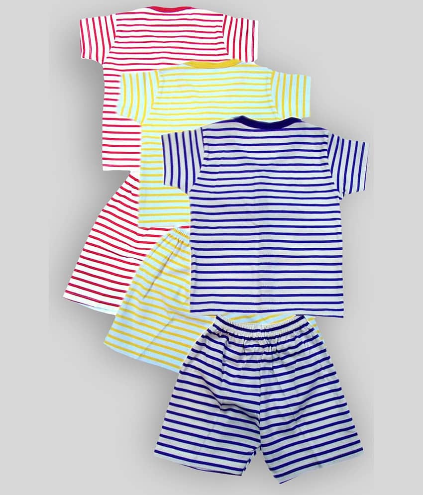 INFANT Pack of 3 Baby Boys 100% Cotton Tops & Bottoms Sets ( Multi ) view 2