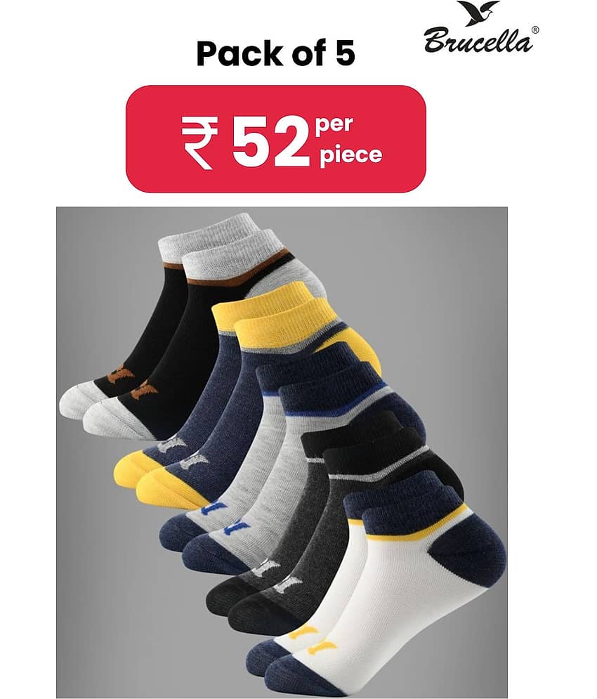 Brucella Blended Men's Solid Multicolor Ankle Length Socks ( Pack of 5 )