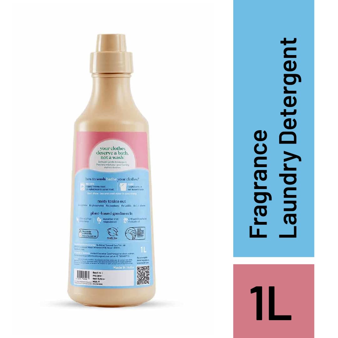 Born Good Plant Based Fragrance Liquid Detergent, Brazilian Rosewood Fragrance, 1000 ml Bottle view 2