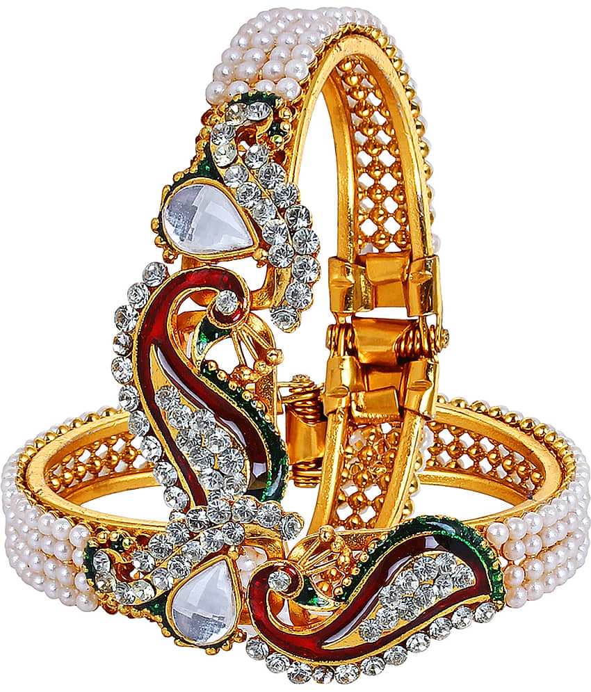 YouBella Multicolour Gold-Plated Bangles for Women view 2