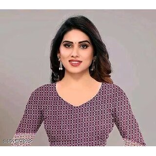 Purple Colour Cotton Printed saree With Blouse Piece view 2